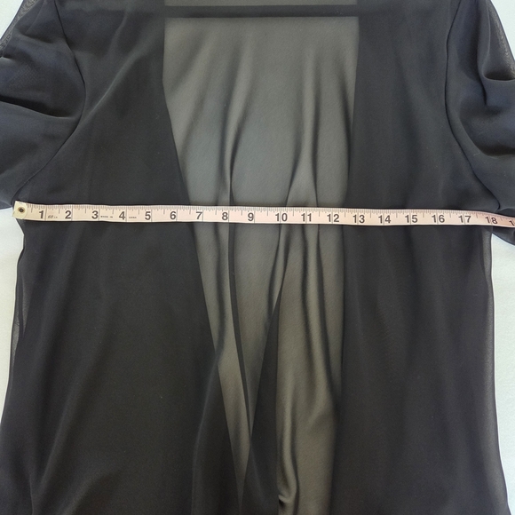 Ursula Of Switzerland  Black Sheer Women's Top Open Front Jacket Topper Medium - Picture 4 of 5